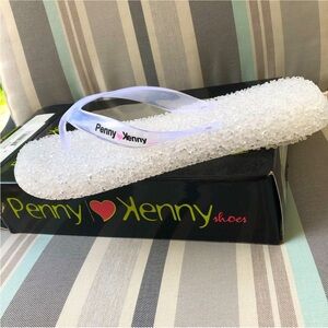 Unisex Clear White Jelly flip-flops Penny loves Kenny, Icicle Thong Sandals